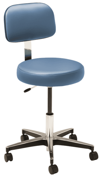 MTI 323 Stool – Pneumatic Hand Operated, Chrome Base with Ergo Backrest, 300 lbs. Capacity