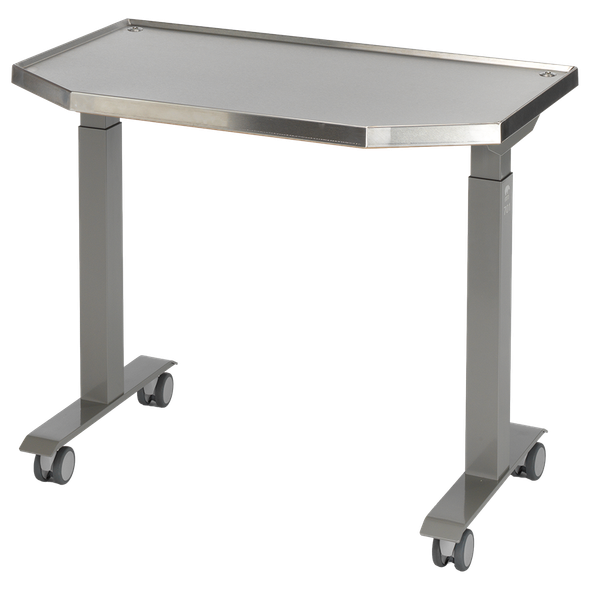 MTI 701 Mobile Instrument Table – Adjustable Height, Stainless Steel Top, 200 lb Capacity, For Surgery and