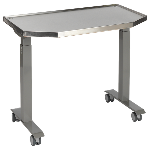 MTI 701 Mobile Instrument Table – Adjustable Height, Stainless Steel Top, 200 lb Capacity, For Surgery and