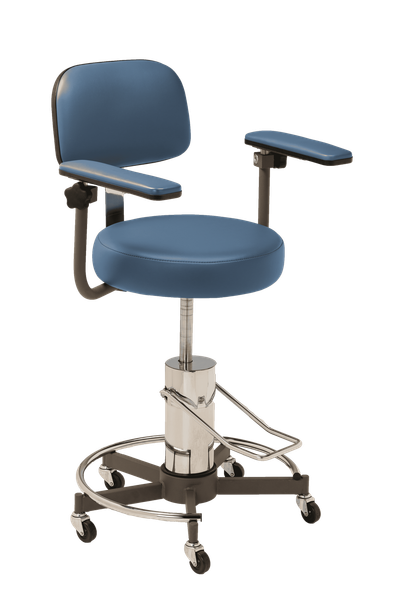 MTI 331 Stool – Hydraulic Pump with Twin Arms & Ergo Backrest, 325 lbs. Capacity, For Exam and Procedure Rooms