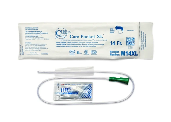 Convatec Cure Medical Pocket Catheter – 12FR to 16FR French Sizes, Boxes of 3 or 10 or 30, Sterile