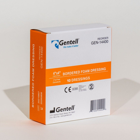 Gentell Bordered Foam Dressing – 4 in x 4 in to 6 in x 6 in Sizes, Boxes of 50, For Advanced Wound Care