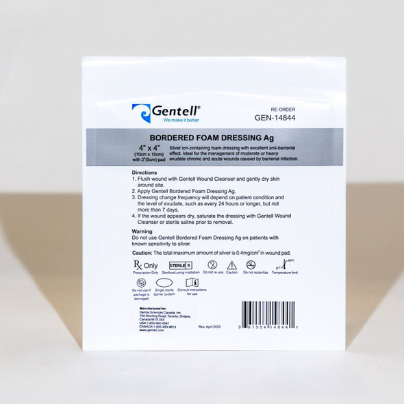 Gentell Bordered Foam Dressing Ag (Silver) – 4 in x 4 in to 6 in x 6 in Sizes, Boxes of 50