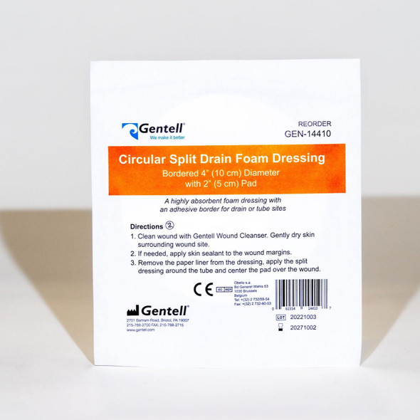 Gentell Circular Split Drain Foam – Boxes of 50, For Advanced Wound Care, Genuine Gentell Product