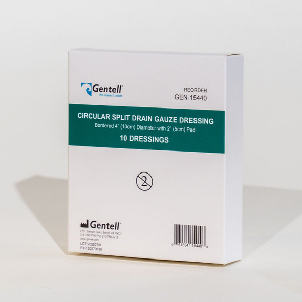Gentell Circular Split Drain Gauze – Boxes of 50, Genuine Gentell Product, For Wound Care Teams