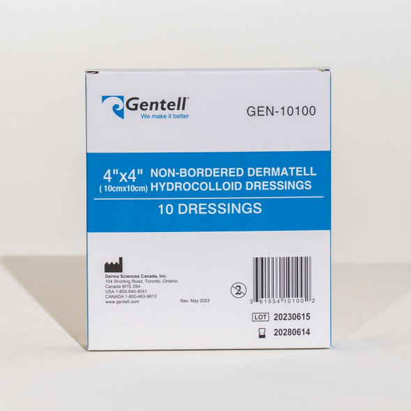 Gentell Dermatell Hydrocolloid Wound Dressings – 4 in x 4 in to 6 in x 7 in Sizes, Boxes of 50