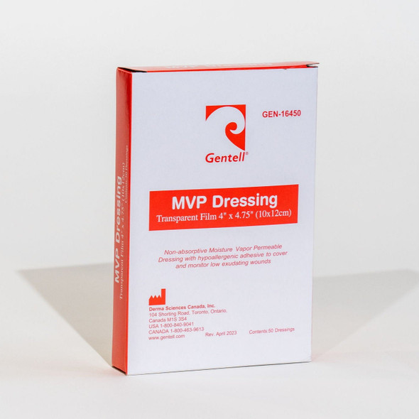 Gentell MVP Transparent Dressing – 4 in x 4.75 in Size, Boxes of 50, Sterile, Genuine Gentell Product