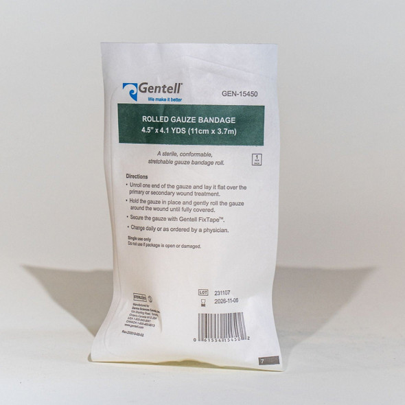 Gentell Rolled Gauze – 4.5 in x 4.1 in Size, Sterile, Genuine Gentell Product, For Wound Care Teams