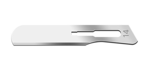 Swann Morton Surgical Blades Size 14, Carbon Steel and Stainless Steel, Sterile, For Size 3 Handles