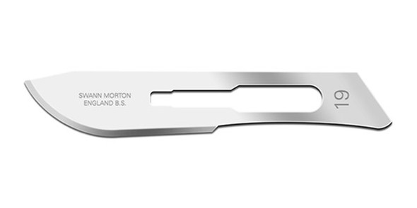 Swann Morton Surgical Blades Size 19, Carbon Steel and Stainless Steel, Sterile, For Size 4 Handles