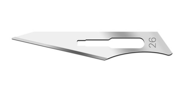 Swann Morton Surgical Blades Size 26, Carbon Steel and Stainless Steel, Sterile, For Size 4 Handles
