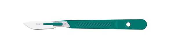 Lance Disposable Scalpels Size 22, Stainless Steel, Sterile, 10 Per Box, Green Handle, Single Use