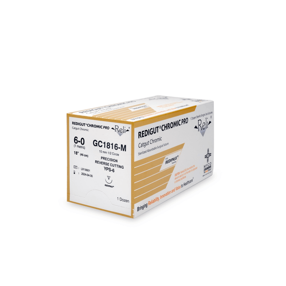 REDIGUT CHROMIC PRO Absorbable Chromic Gut Suture with Needle – Packaged 12 to a box – 20 Configurations