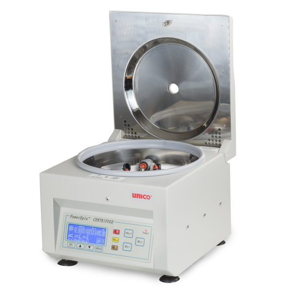 Unico PowerSpin Benchtop Centrifuge – Variable Speed 1,000-3,400 RPM with 0 RPM Safety Lid Latch