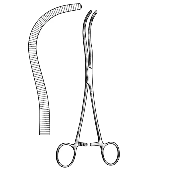 Sklar Guyon-Pean Vessel Clamp – 9-1/2 in, Double / 's' curved, Fully serrated jaws Edge, Finger rings Handle