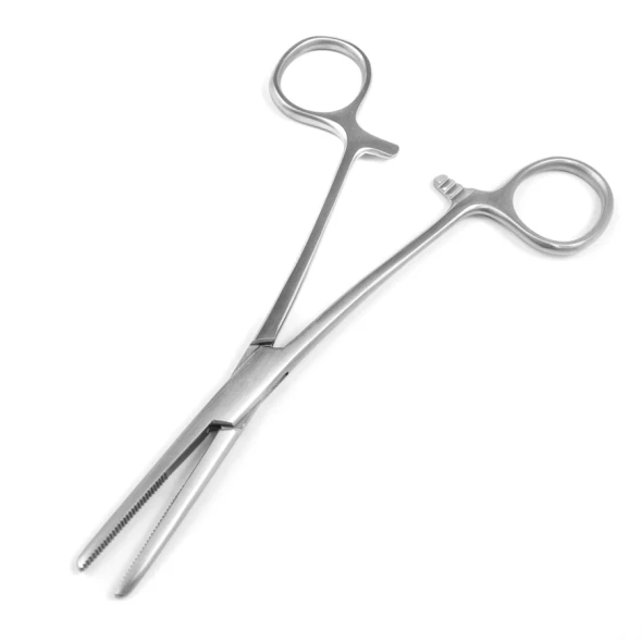 Sklar Kelly Hemostatic Forceps – 5-1/2 in, Straight, Serrated Edge, Finger rings with ratchet Handle