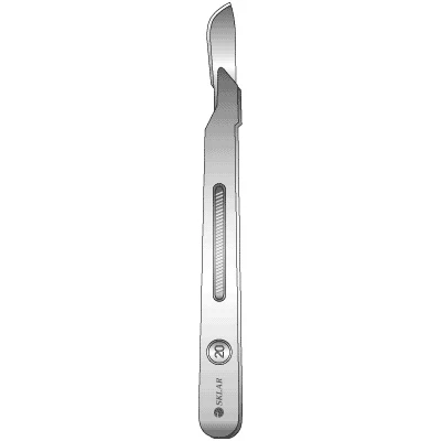Sklar Sterile Disposable Scalpels – #20, Curved, Sharp, Blade Edge, Flat plastic Handle, Sklar OR Grade