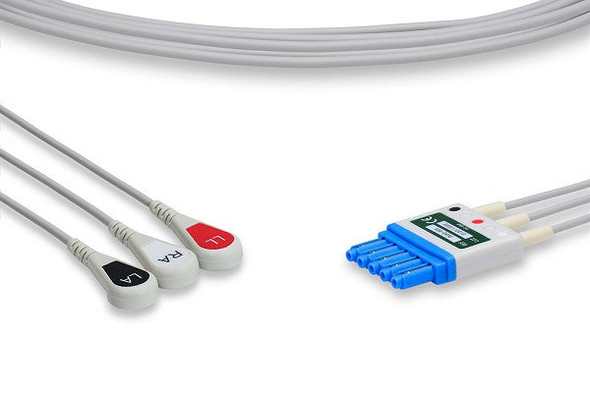Cables & Sensors Criticare Compatible ECG Leadwire – 3 Leads Snap, For Patient Monitoring, Direct Fit