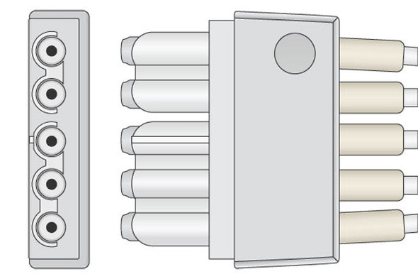 Cables & Sensors Spacelabs Compatible ECG Leadwire – 5 Leads Pinch/Grabber, For Patient Monitoring