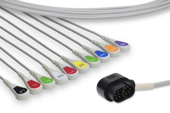 Cables & Sensors Zoll Compatible Direct-Connect EKG Cable – 10 Leads Snap 11 ft, For Patient Monitoring