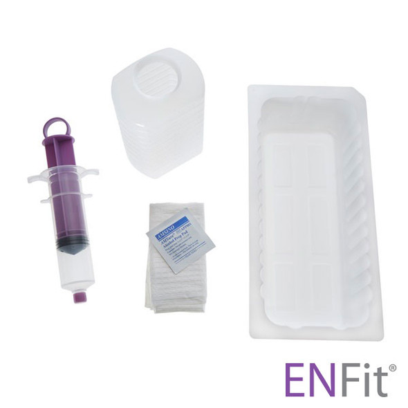 AMSure Enteral Feeding Irrigation Tray with ENFit Syringe – Packaged 20 per case – Latex Free