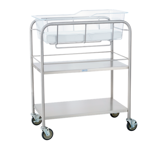 Blickman Bassinet with Open Shelves – 31 in W x 38 1/2 in H x 17 3/4 in D – with Storage Below – Steel Build