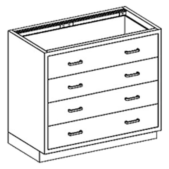 Blickman Double Drawer Base Medical Supply Cabinet – 35 in W x 35 3/4 in H x 22 in D – Medical Grade Casework