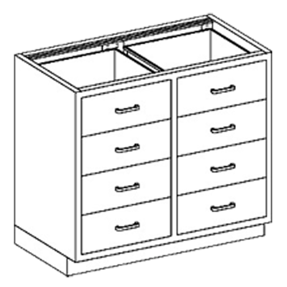 Blickman Double Drawer Base Medical Supply Cabinet – 35 in W x 35 3/4 in H x 22 in D – Medical Grade Casework