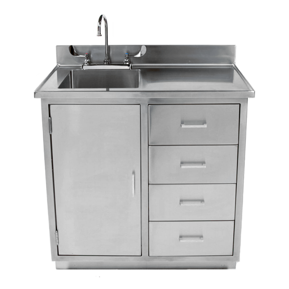 Blickman Stainless Steel Medical Sink Cabinet – 24 1/8 in W x 35 3/4 in H x 22 in D – Medical Grade Casework