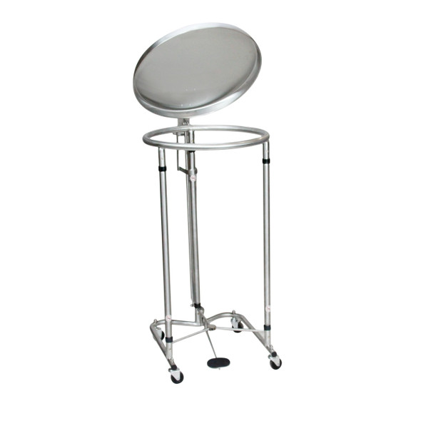 Blickman Chrome Round Hamper – Stainless Steel Frame – for Soiled Linen Collection – with Foot Pedal Options