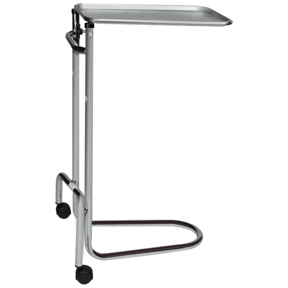 Blickman Double Pole Chrome Mayo Stand – Height Adjustable Tray – for Operating Room Use – with Swivel Casters