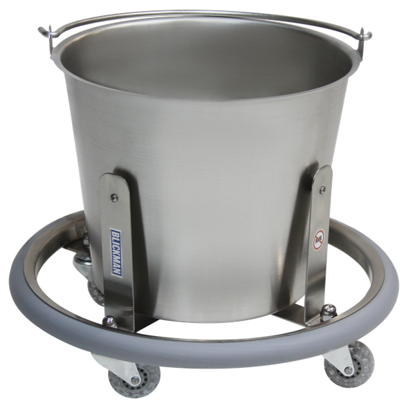 Blickman Kickbucket Pail (13 Qt.) – 11 1/2 in Diameter – Basin Ring Design – with Swivel Casters – Steel Build