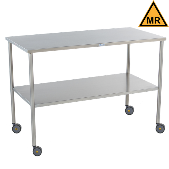 Blickman MR Howard Instrument Table – 16 in W x 34 in H x 30 in D – Stainless Steel Construction – Steel Build
