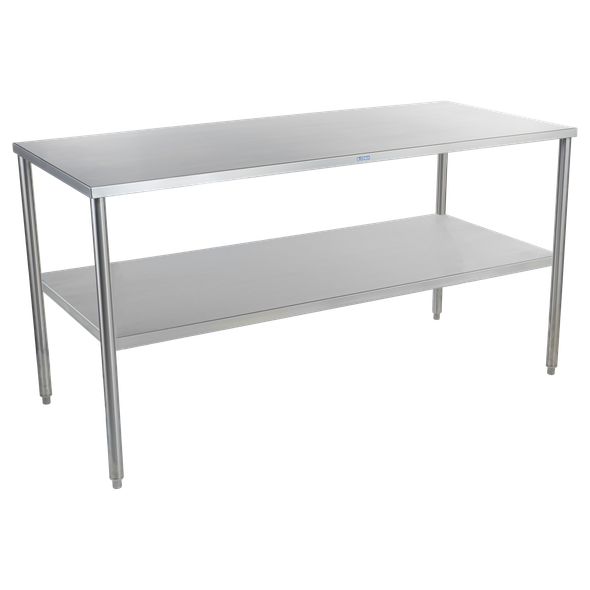 Blickman Medical Work Table – 68 in W x 36 in H x 30 in D – Lower Shelf and H-Brace – for Operating Room Use