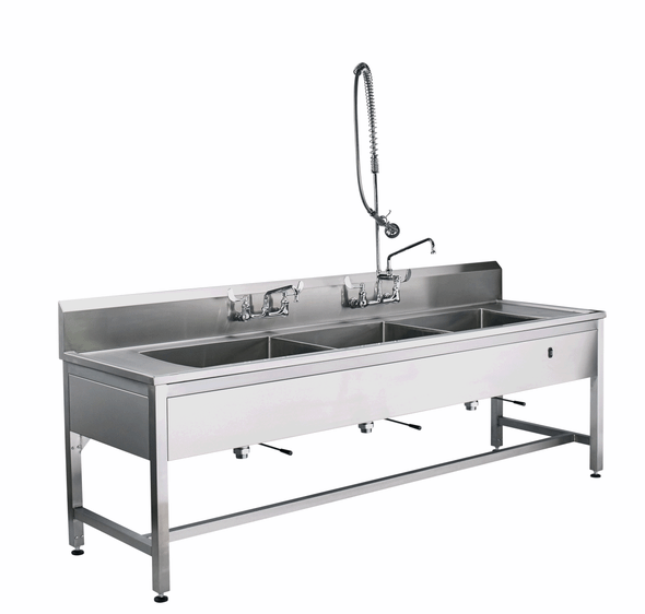 Blickman Hydraulic Decontamination Station – 116 in W x 26 1/2 in D – Deep Basin Work Sinks – Steel Build