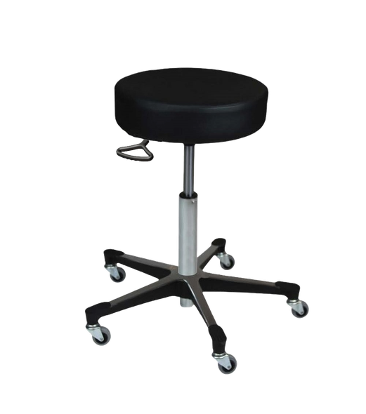 Blickman Hand Operated Exam Stool – Height Adjustable Seat – Vinyl Upholstered Seat – Five-Leg Base Design
