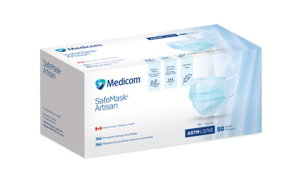Medicom SafeMask Artisan Procedure Earloop Face Masks – 4 Configurations – ASTM Levels 2 and 3