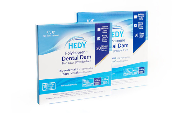 Medicom Hedy Polyisoprene Dental Dams – 4 Configurations – Sizes 5 x 5 in to 6 x 6 in – Latex Free