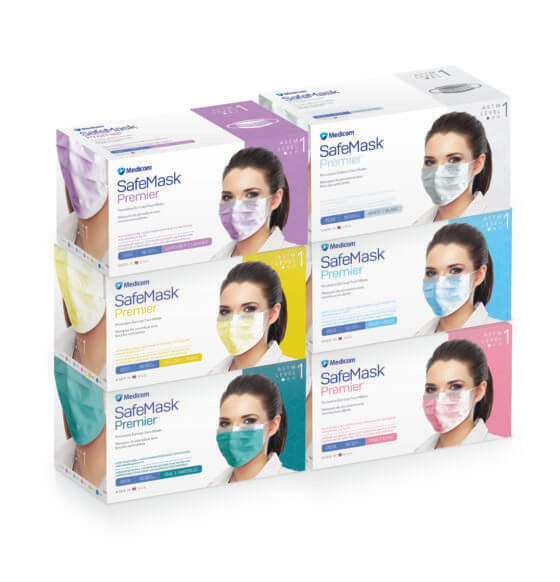 Medicom SafeMask Premier Procedure Earloop Face Masks – 3 Configurations – ASTM Level 1 – OEM Supply