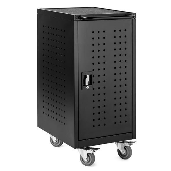 Luxor Secure Mobile 24-Device Chromebook and Tablet Charging Cart, Black Locking Design with AC Outlets