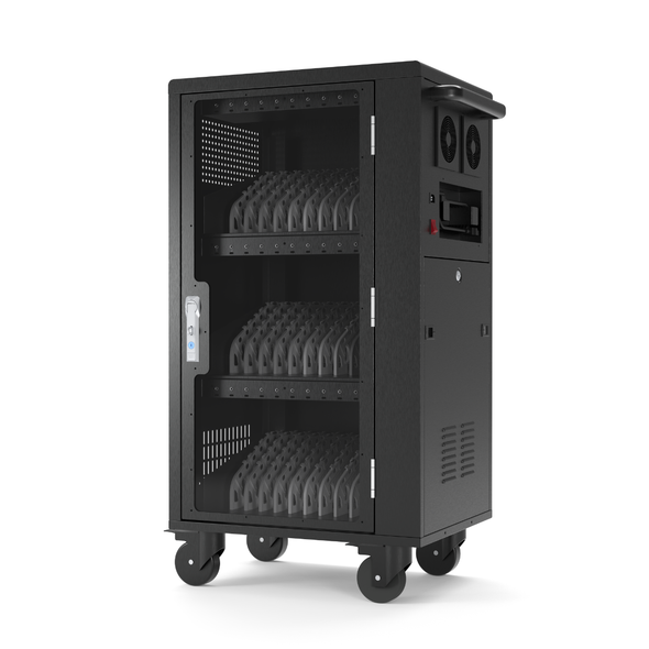 Luxor Secure Mobile 30-Device USB-C Laptop and Chromebook Charging Cart, Black Steel Build