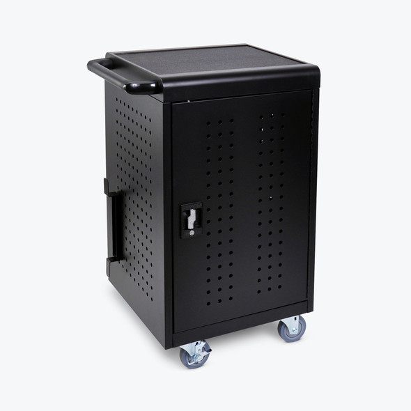 Luxor Secure Mobile 30-Device Chromebook and Tablet Charging Cart, Black Rolling Casters Locking Design