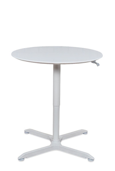 Luxor Mobile Pneumatic Height Adjustable Round Café Table, 36" W x 31.5" D x 27.6" - 42.4" H, White
