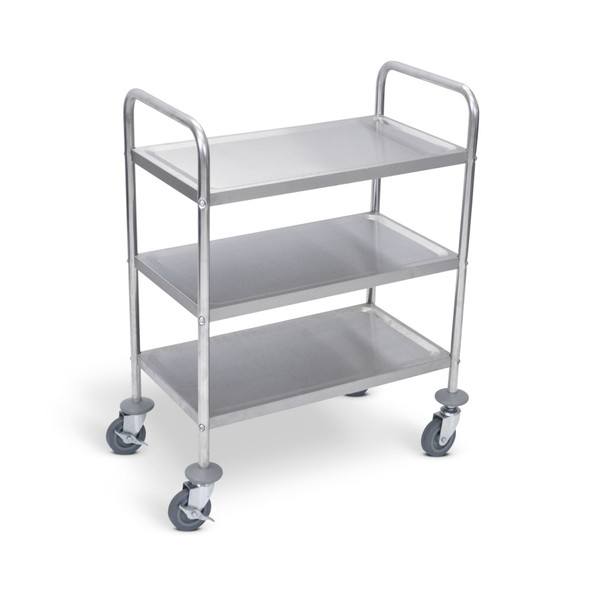 Luxor 37" H Stainless Steel Cart - Three Shelves 26x16x37 in Rolling Casters Locking Design
