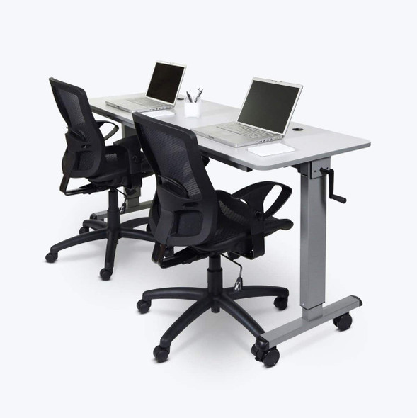 Luxor Mobile Crank Height Adjustable Nesting Standing Desk with Flip Top 59x23.6x30 in Rolling Casters
