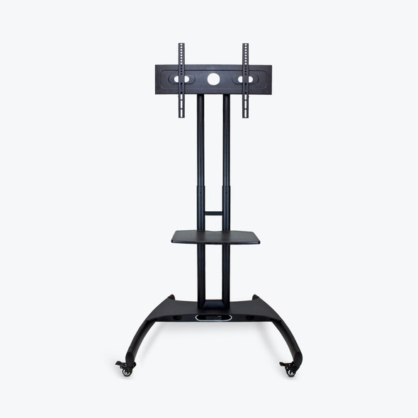 Luxor Adjustable-Height Rolling TV Stand, 32.75" W x 28.75" D x 46.5"-62.5" H, Black 32.75x28.75x46.5 in