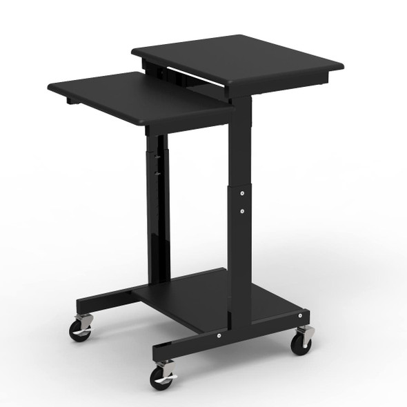 Luxor 3-Shelf Adjustable Presentation Workstation, 24" W x 31" D x 39"-45" H, Black 24x31x39 in