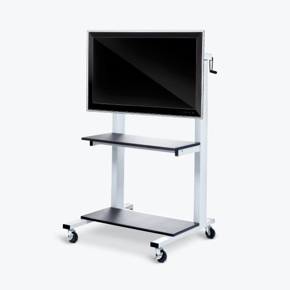 Luxor Flat Panel TV Cart with Crank Height Adjustment, 30" W x 29.5" D x 50.5"-66.25" H, White