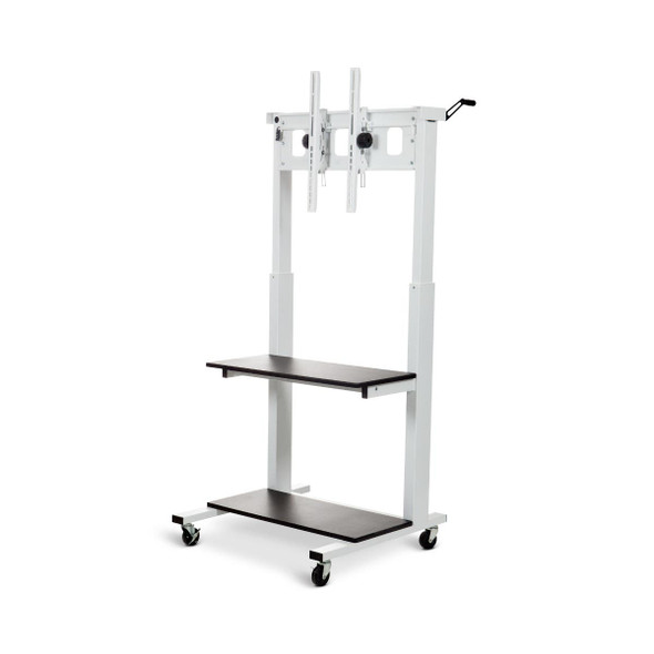 Luxor Flat Panel TV Cart with Crank Height Adjustment, 30" W x 29.5" D x 50.5"-66.25" H, White
