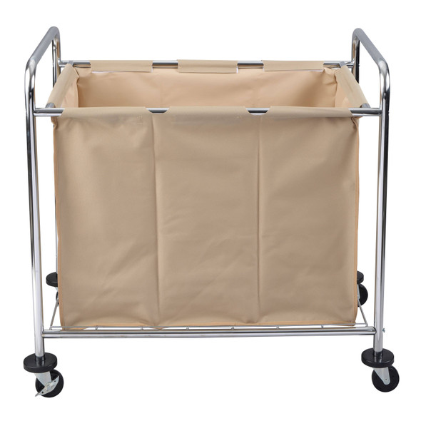 Luxor Industrial Laundry Cart with Canvas Bag 38.5x24.75x36.5 in Steel Build Rolling Casters